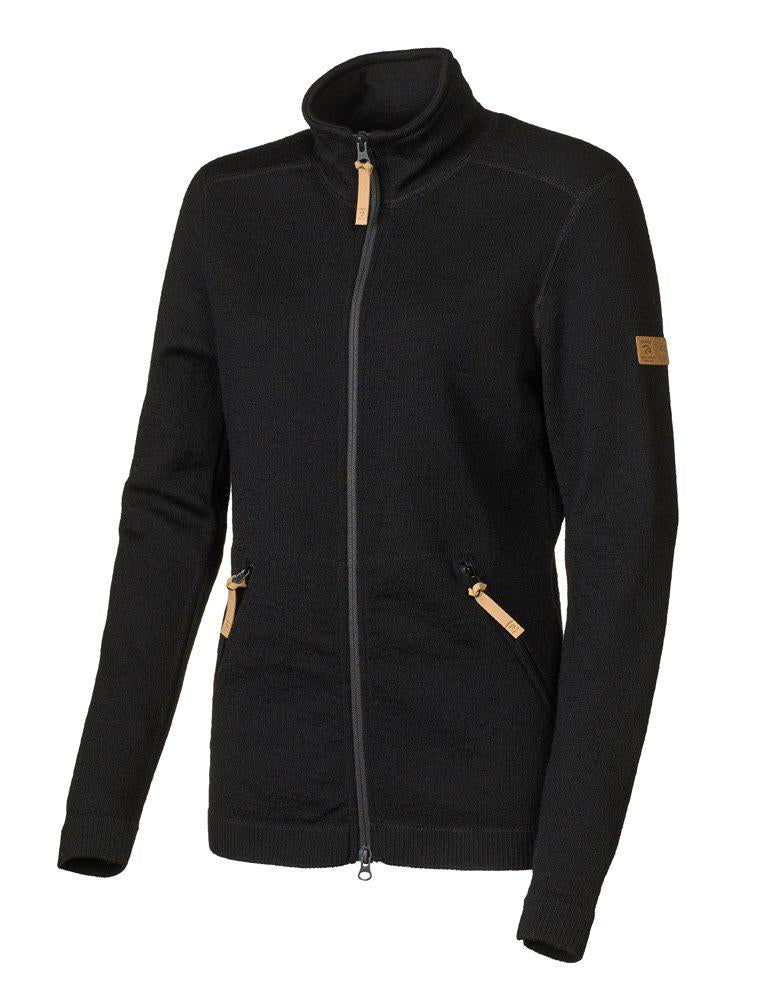 Vanja Full Zip i svart – tidlös mellanlagerströja med hög krage och tvåvägsdragkedja i mjuk ullblandning.
